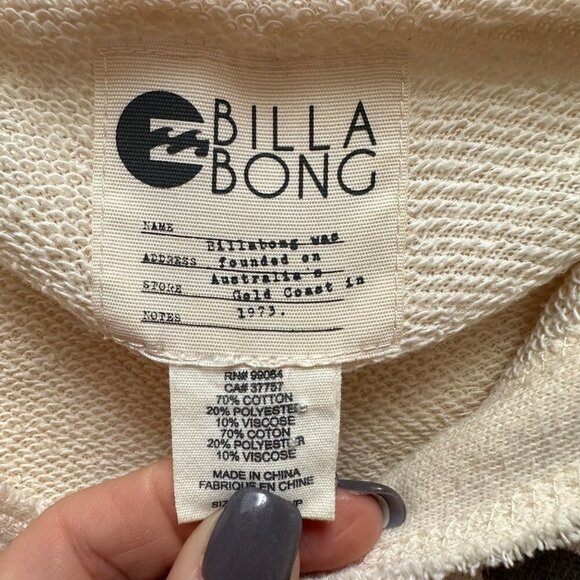 Billabong Long Sleeve Hoodie Pullover Aztec Western Boho Beachy Size S - Picture 6 of 7